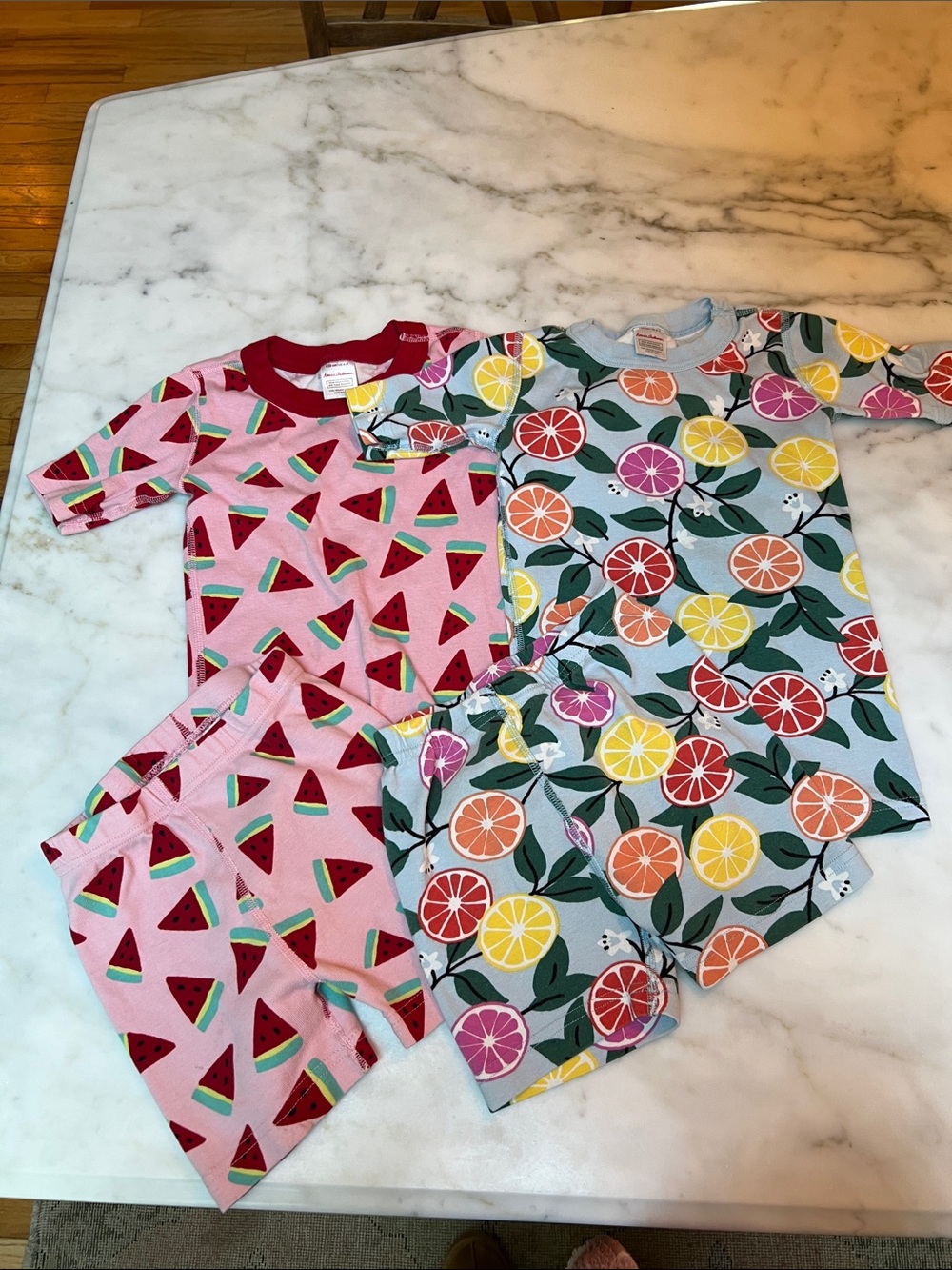 Hanna Andersson Pink Watermelon & Light Blue Citrus Kids Pajama Set